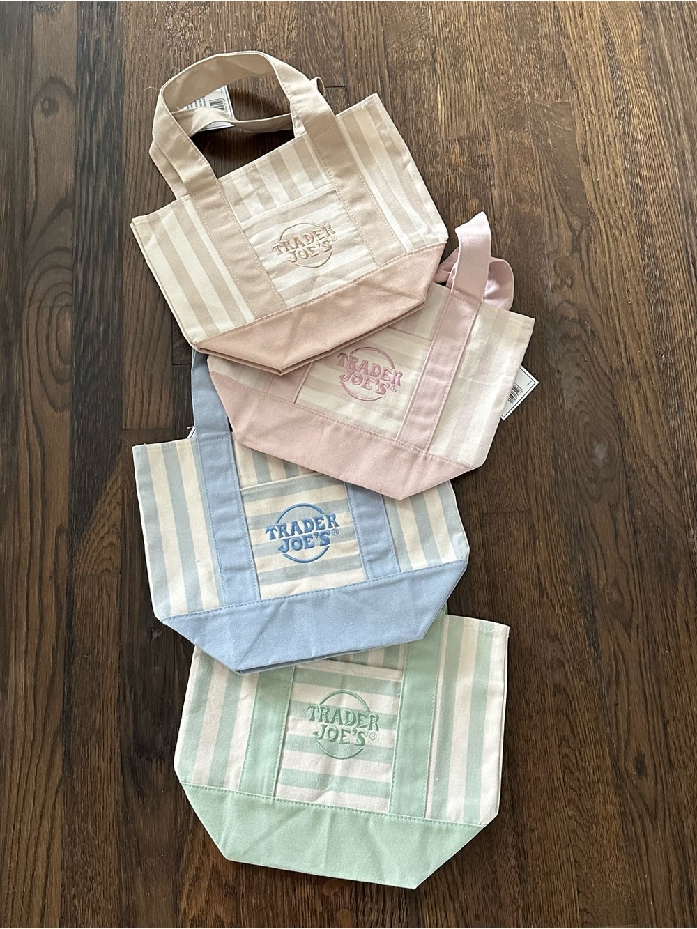 Trader Joe's Pastel Stripe Mini Tote Bag - Set of 4